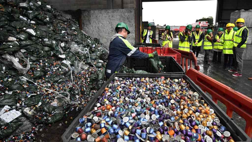 Centro de reciclaje de cápsulas de Nespresso en Cheshire, Reino Unido.