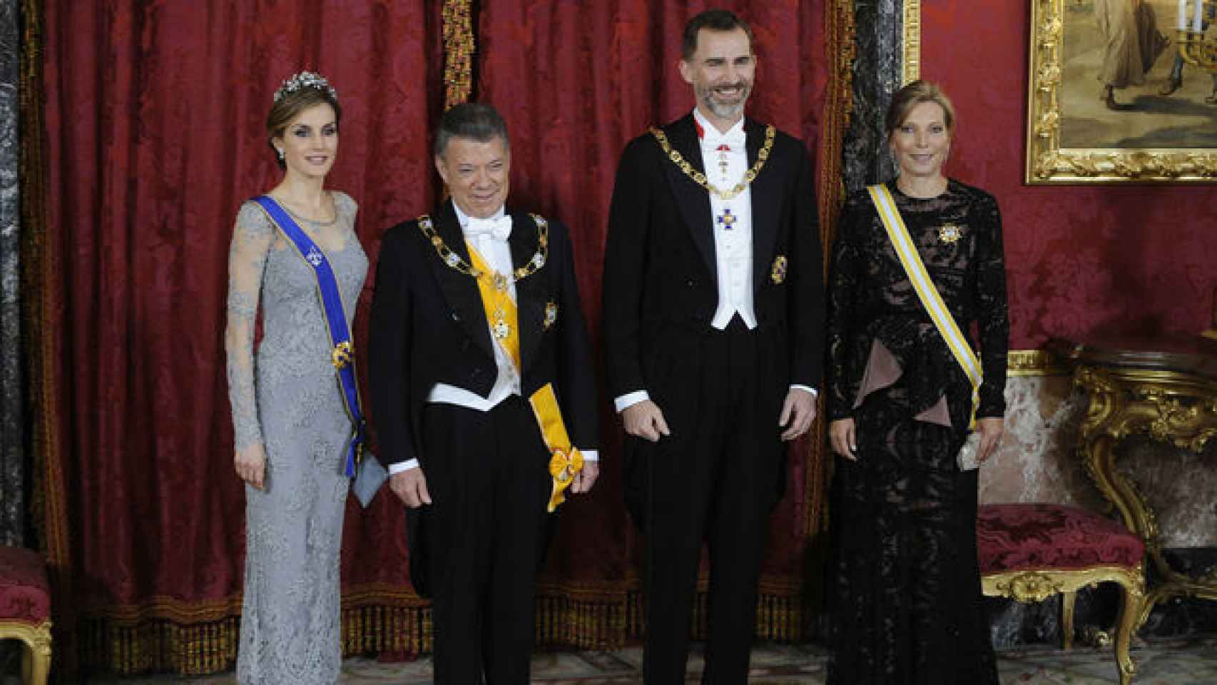 Letizia, Juan Manuel Santos, Felipe VI y Clemencia Rodríguez