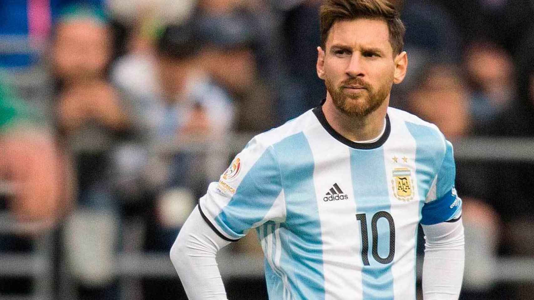 Messi en un partido con su selección