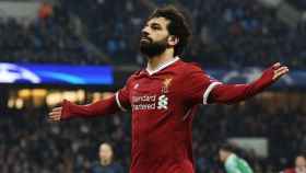 Salah celebra un gol con el Liverpool. Foto: Twitter (@22mosalah)