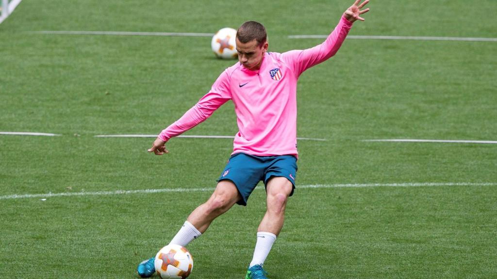 Griezmann en uno de los últimos entrenamientos del Atlético de Madrid.