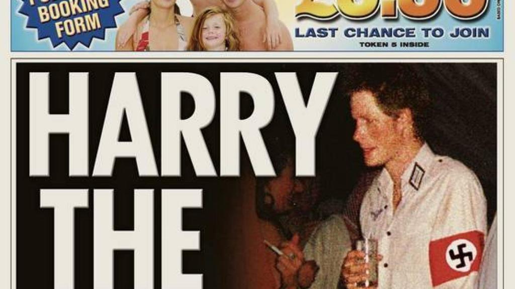 Portada del diario 'The Sun' con el titular: 'Harry , el nazi'.