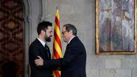 El president del Parlament, Roger Torrent, y el de la Generalitat, Quim Torra, este jueves.