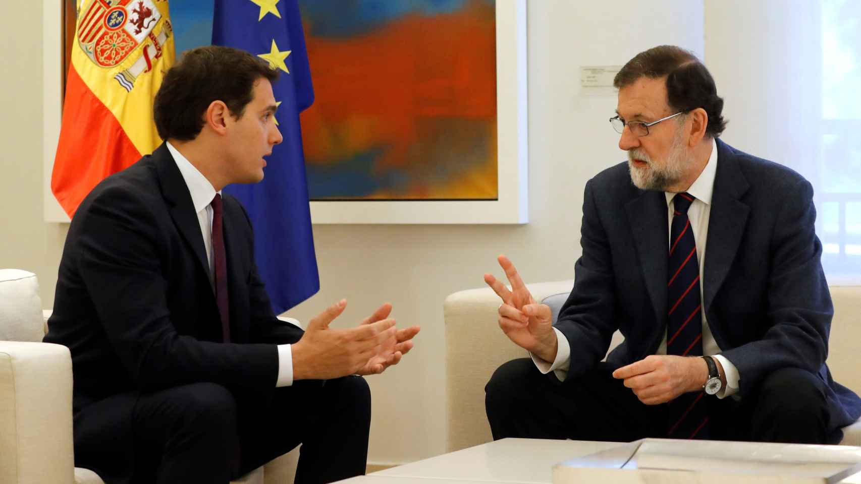 Rajoy y Rivera reunidos en Moncloa este miércoles, después de meses sin hablar sobre Cataluña.