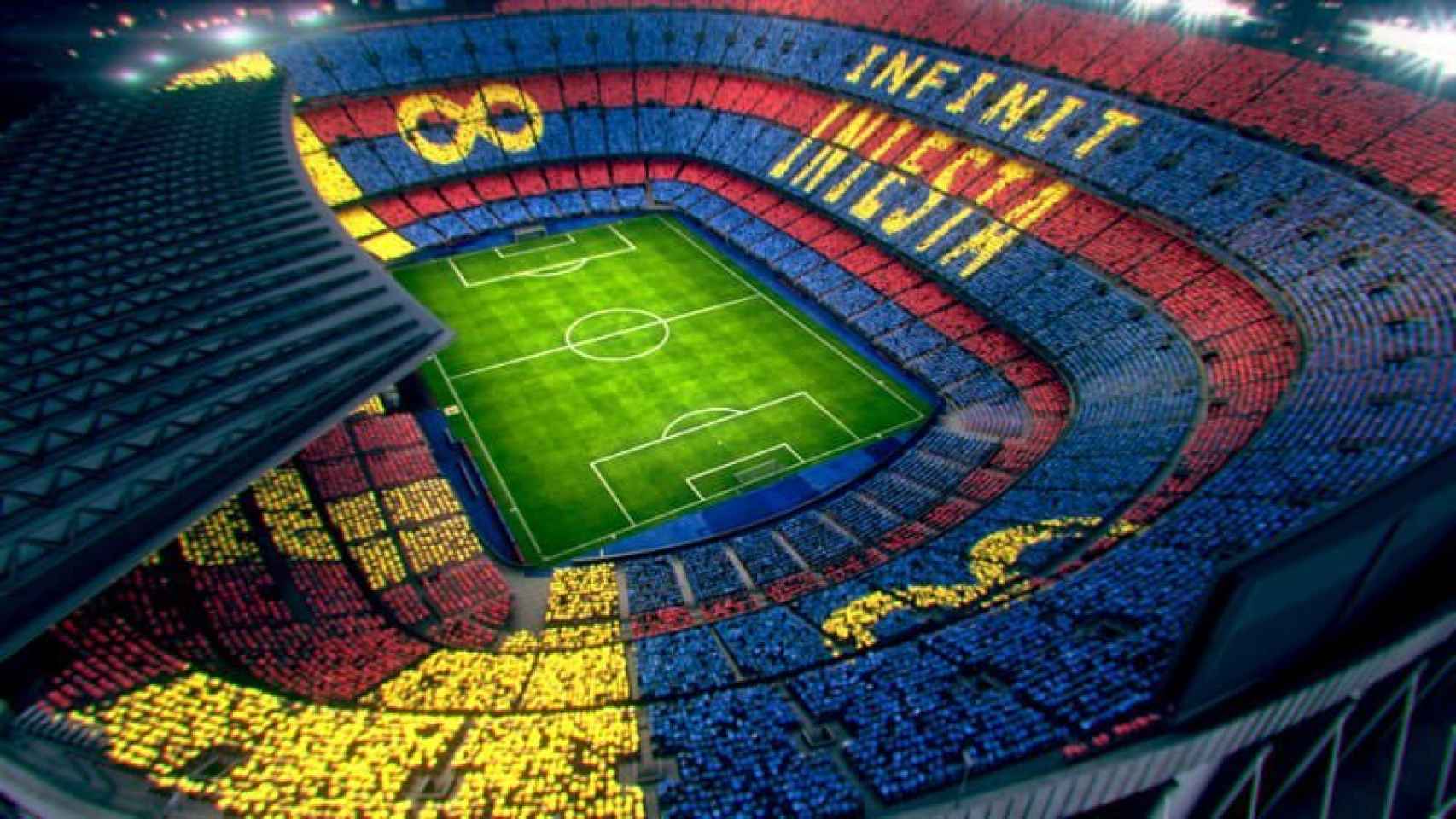 Mosaico en homenaje a Iniesta en el Camp Nou.