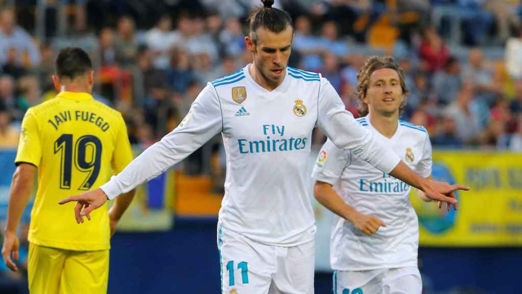 Gareth Bale celebra el gol con el Real Madrid.