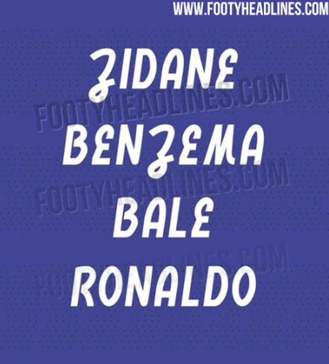Letras de la camiseta del Real Madrid para la próxima temporada