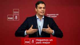 Pedro Sánchez tras la Ejecutiva Federal, este lunes en la sede del PSOE.
