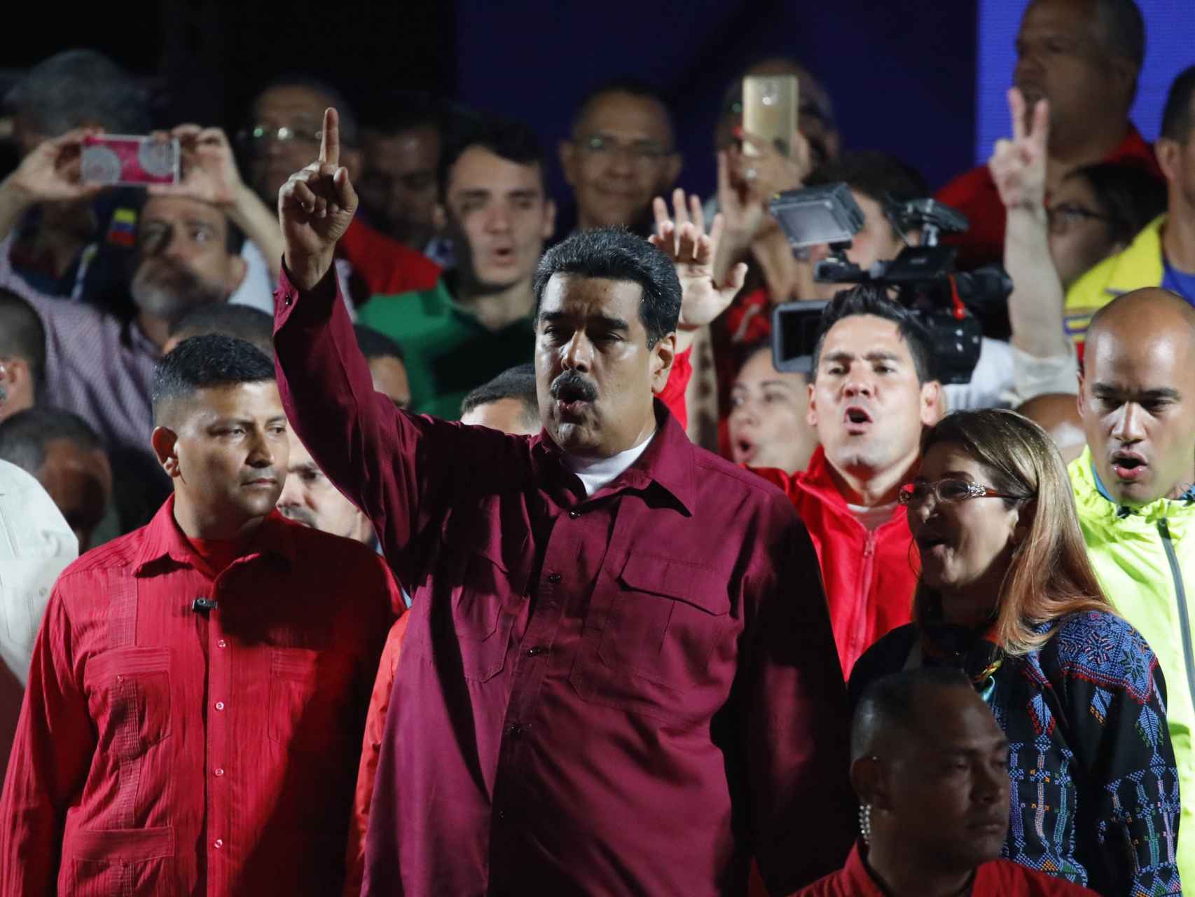 Maduro celebrando la victoria el pasado domingo