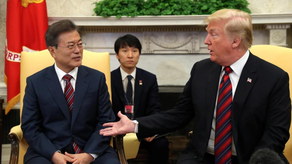 El presidente de Corea del Sur, Moon Jae-in, y Donald Trump en la Casa Blanca.