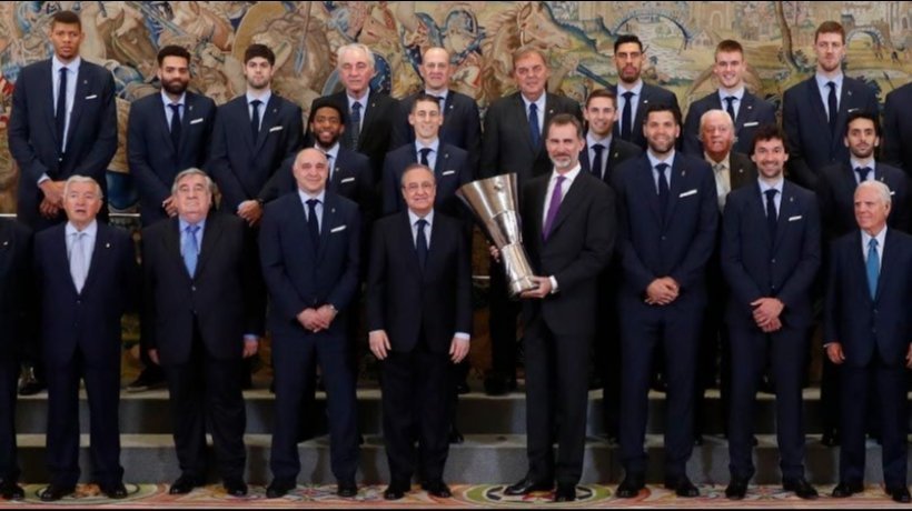 El Rey Felipe VI recibe al Real Madrid de baloncesto tras ganar la Euroliga
