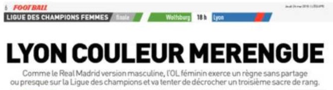 En Francia comparan al Lyon femenino con el Real Madrid