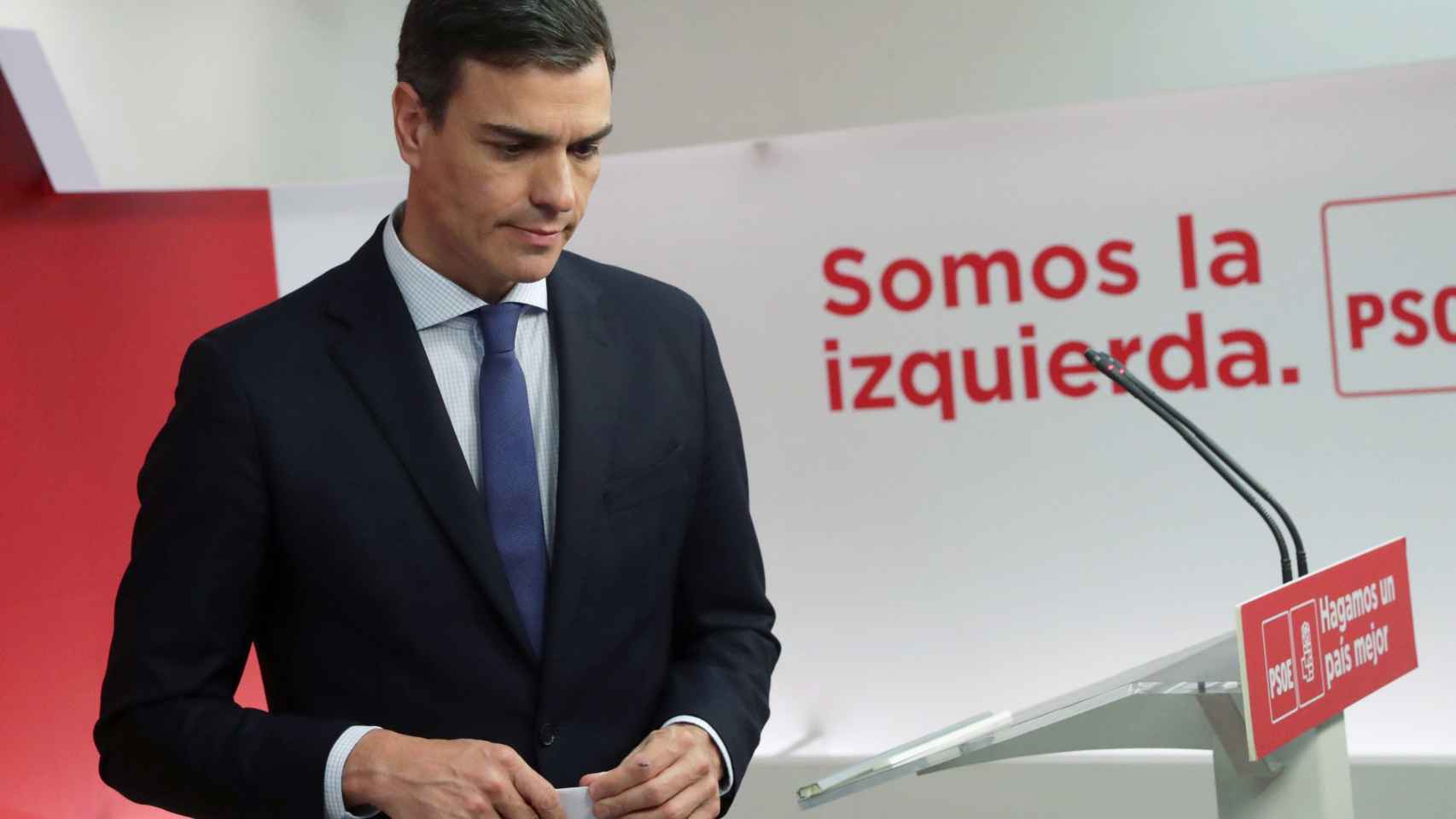 Pedro Sánchez, durante la rueda de prensa.
