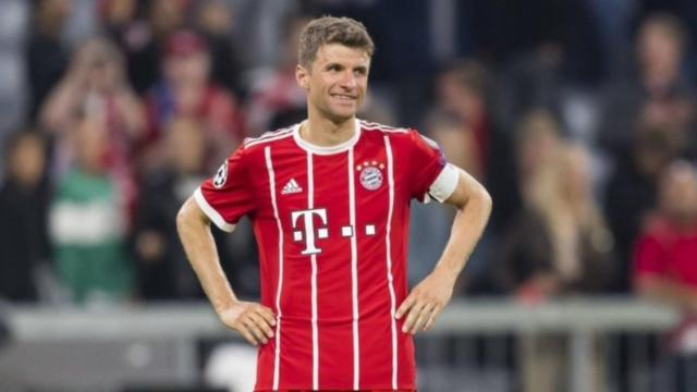 Müller durante el partido contra el Real Madrid en la Champions League. Foto: Twitter (@FCBayernES)