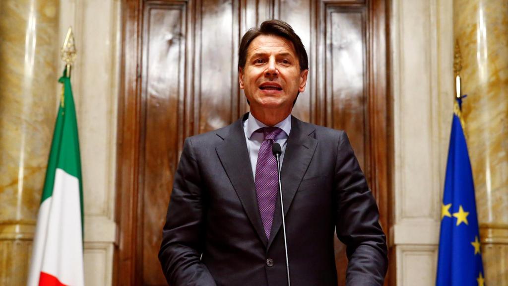 Giuseppe Conte, durante una rueda de prensa en Roma esta semana.