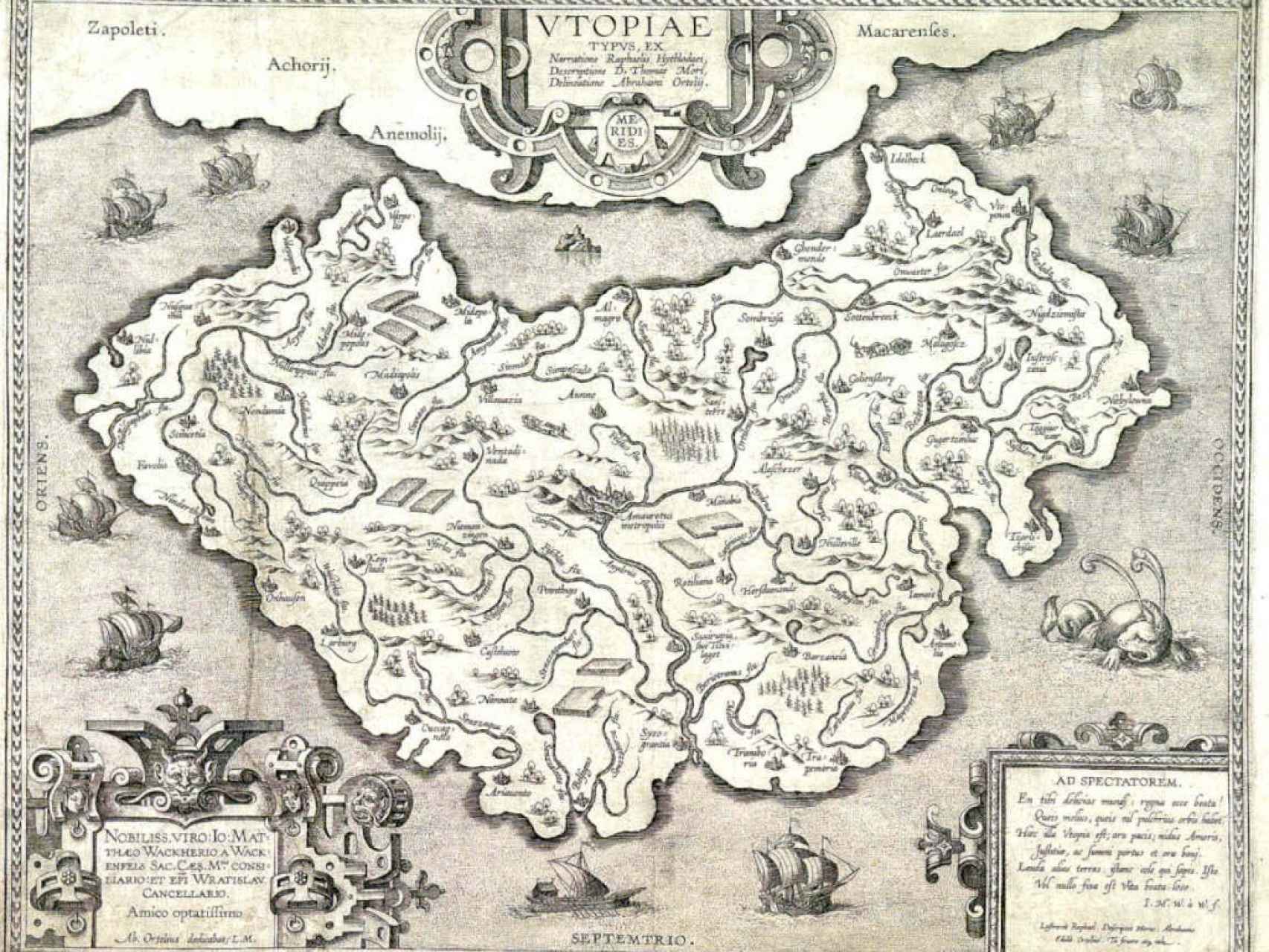 Mapa de la Utopía de Tomás Moro.