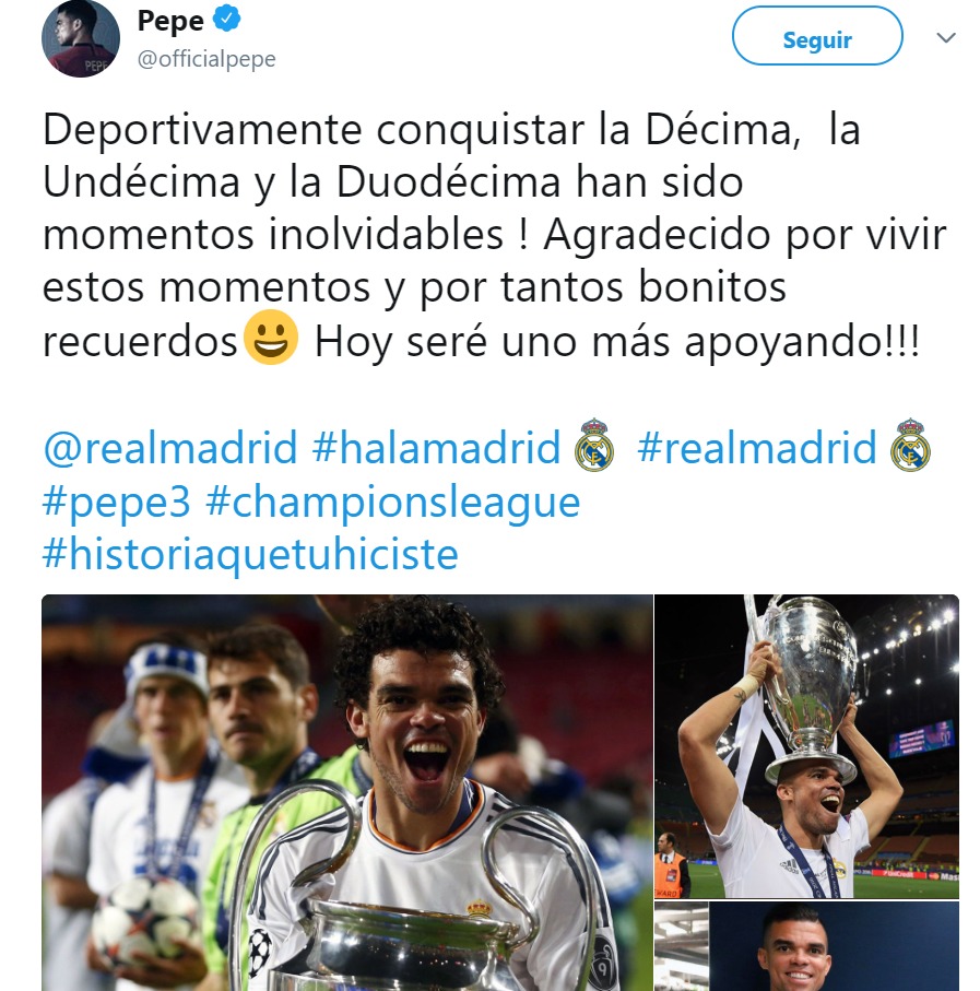 El mensaje de Pepe al Madrid antes de la final