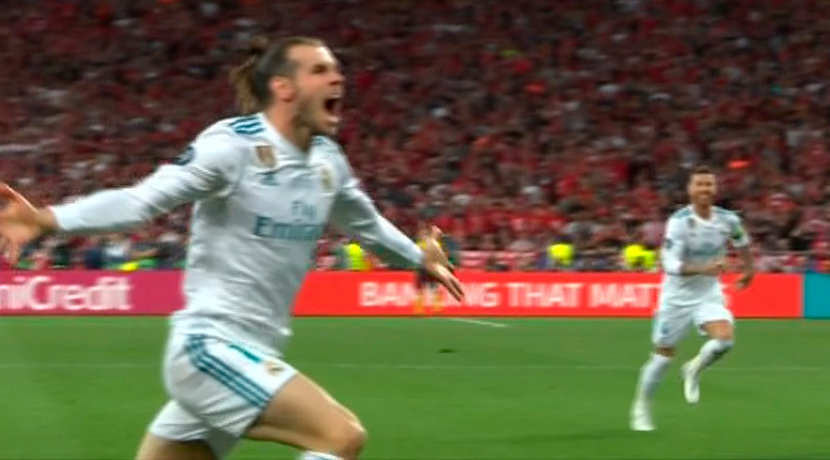 Gareth Bale celebrando su gol en la final de Champions