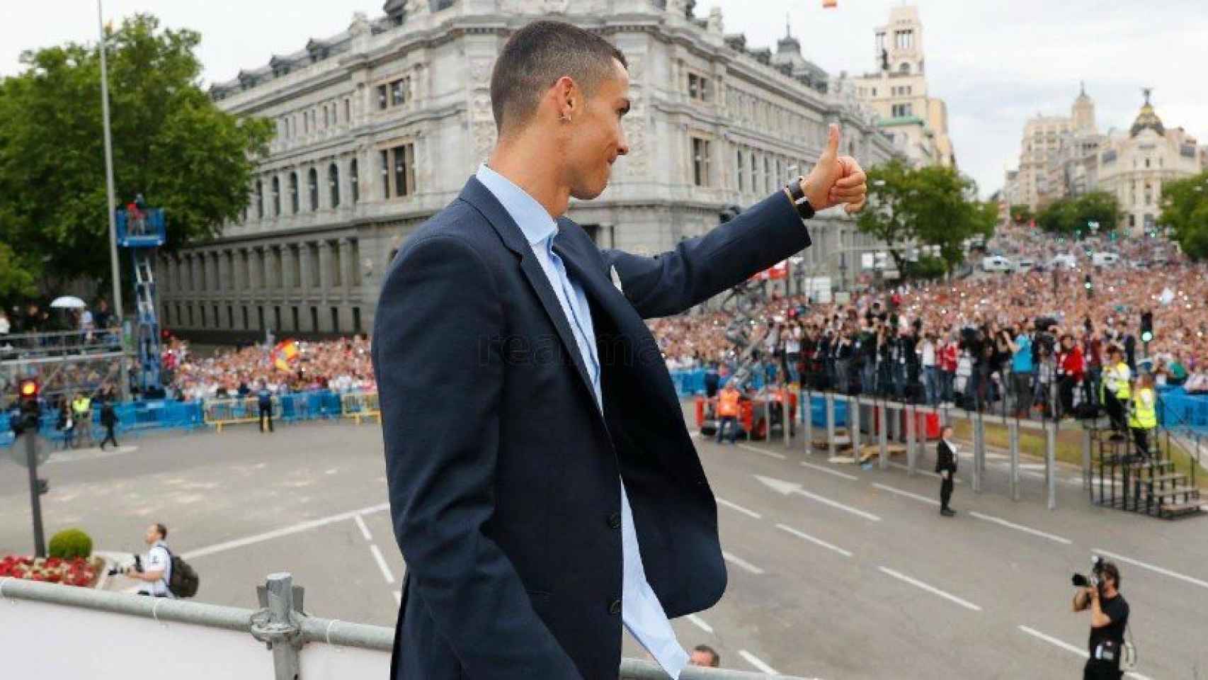 Cristiano Ronaldo durante la celebración de Cibeles