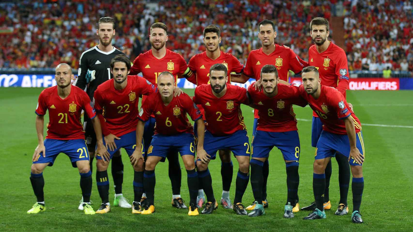 El once titular de España ante Italia, el partido más relevante de 'La Roja' en la fase de clasificación.