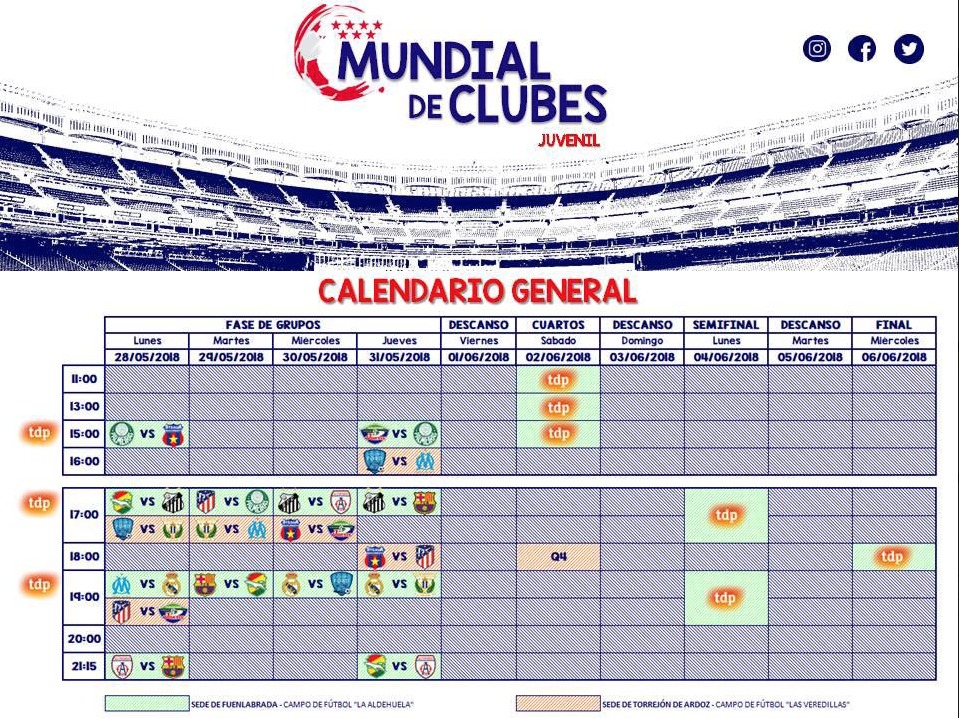 Calendario del Mundial de Clubes Juvenil