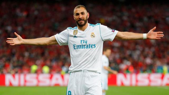 Karim Benzema, celebrado su gol en la final de la Champions