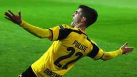 Pulisic, celebrando un gol del Borussia Dortmund. Foto: Twitter (@UEFAcom_de)