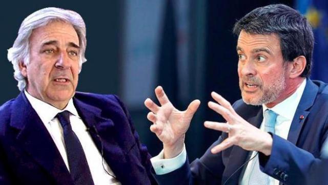Emilio Cuatrecasas discute con Manuel Valls.