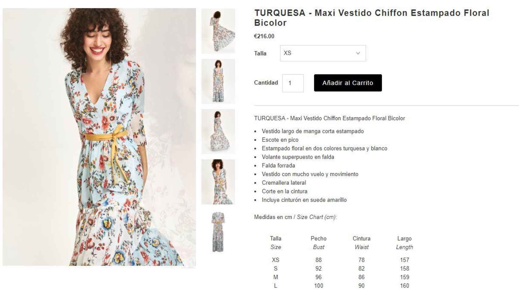 Captura de la compra online  del vestido.