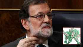 Mariano Rajoy durante la moción de censura, junto a su marca favorita de caramelos.