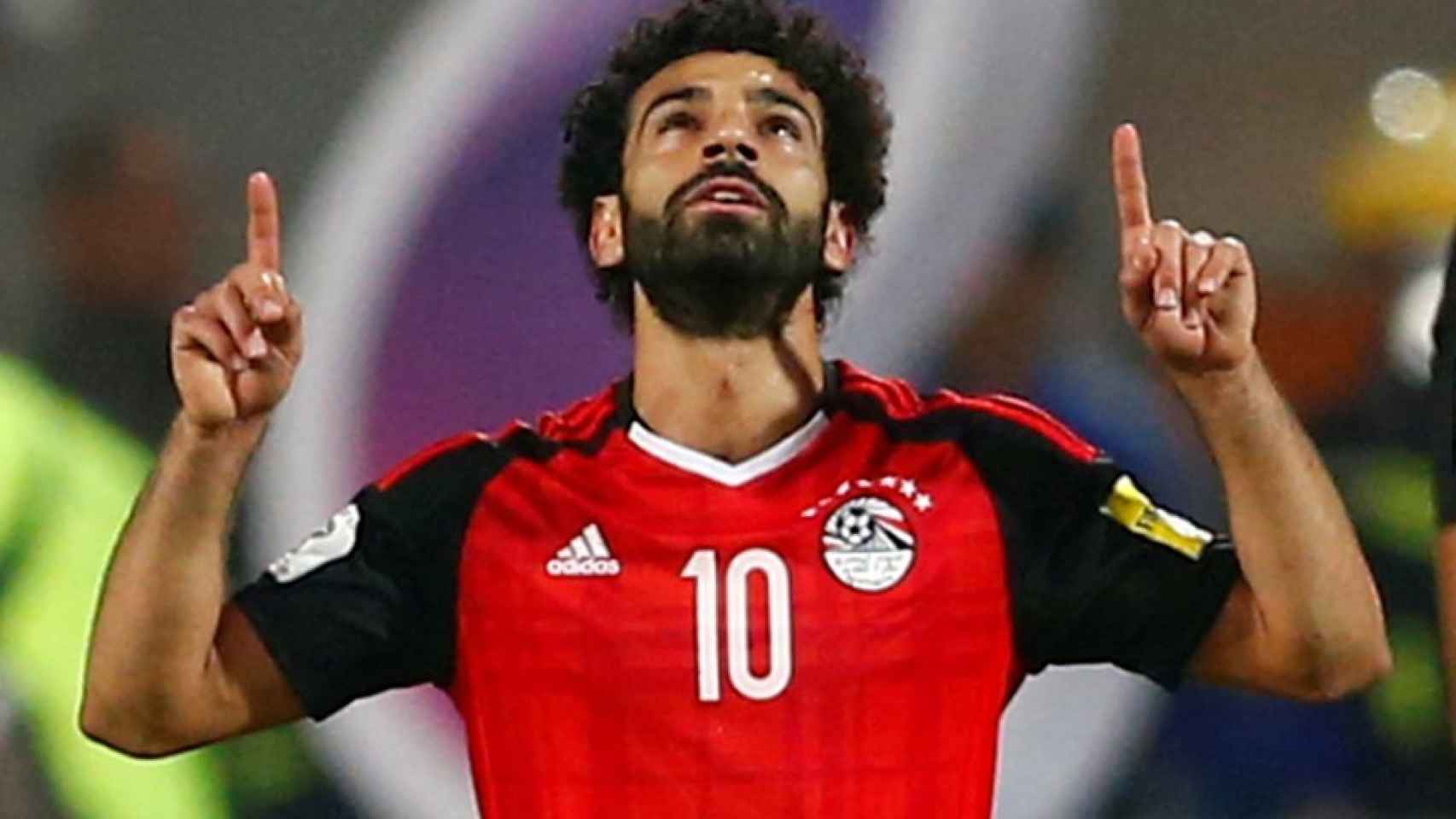 Mohammed Salah celebra un gol con Egipto.
