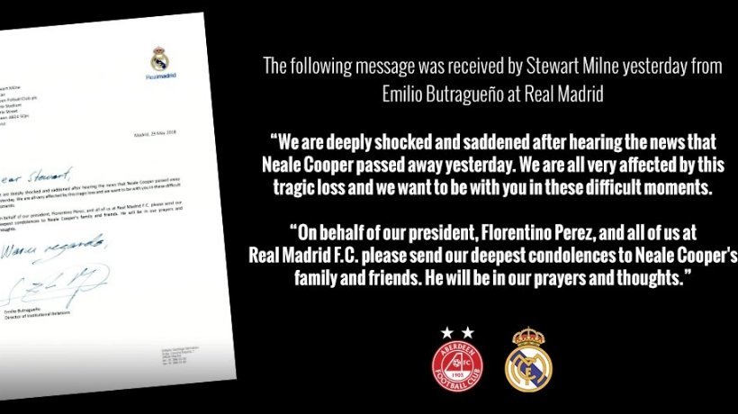 Carta del Real Madrid al Aberdeen