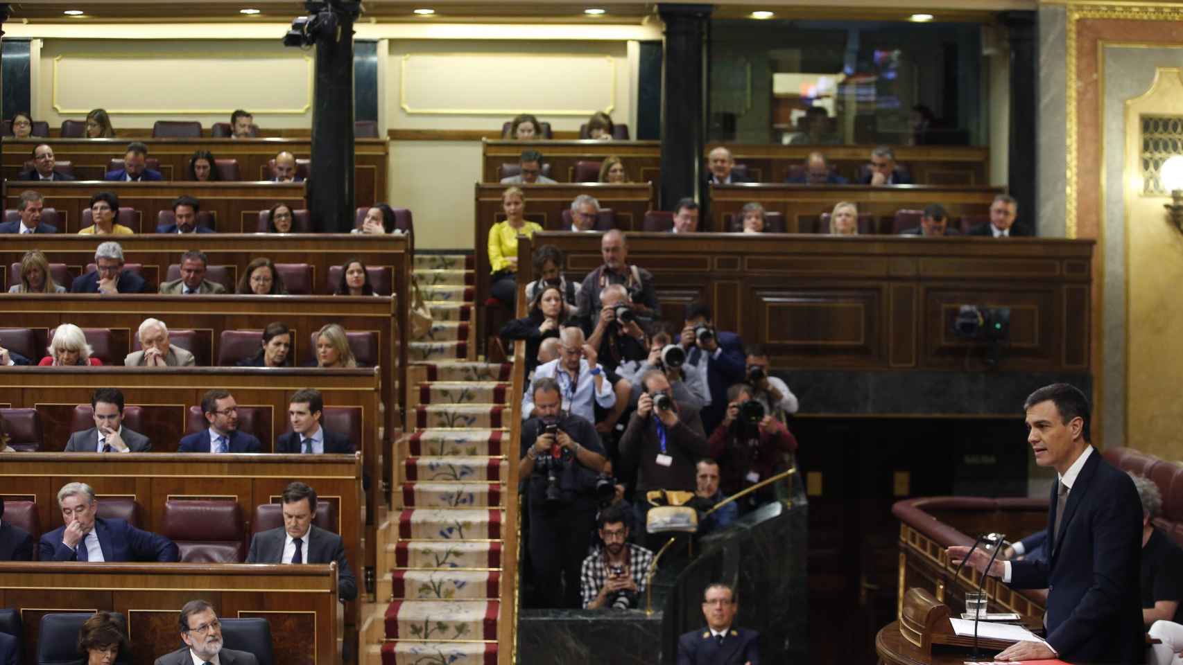 Sánchez, durante la moción de censura Congreso de los Diputados.