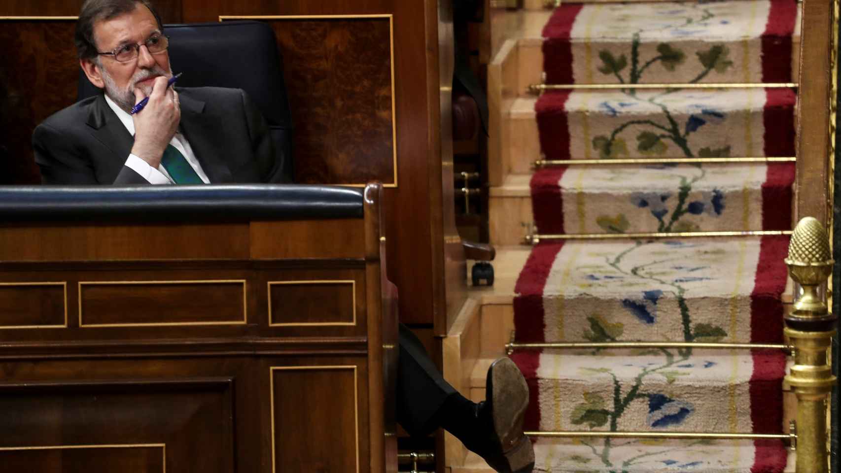 Rajoy en su escaño del Parlamento este jueves