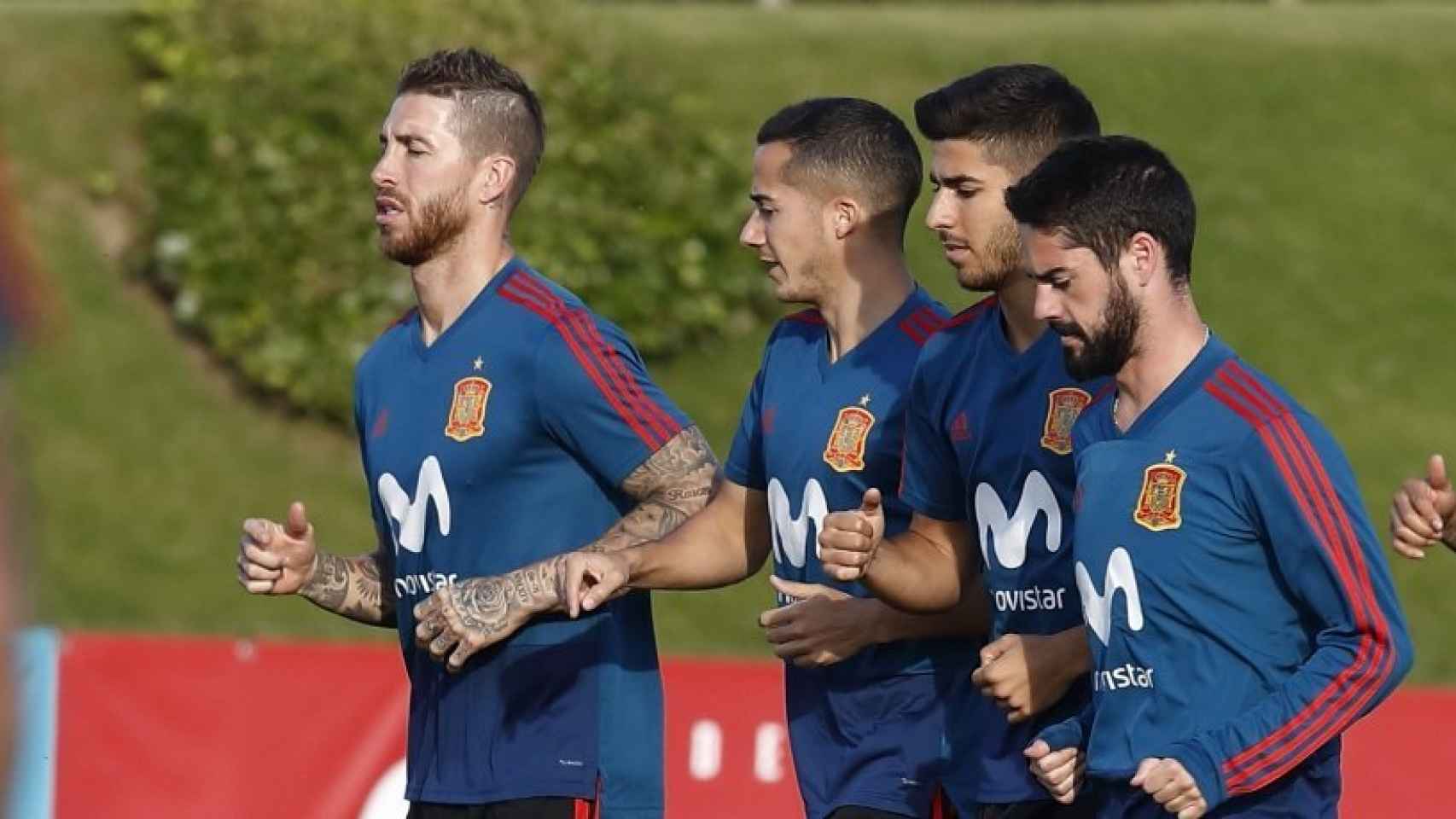 Los jugadores del Madrid entrenan con la Selección Española