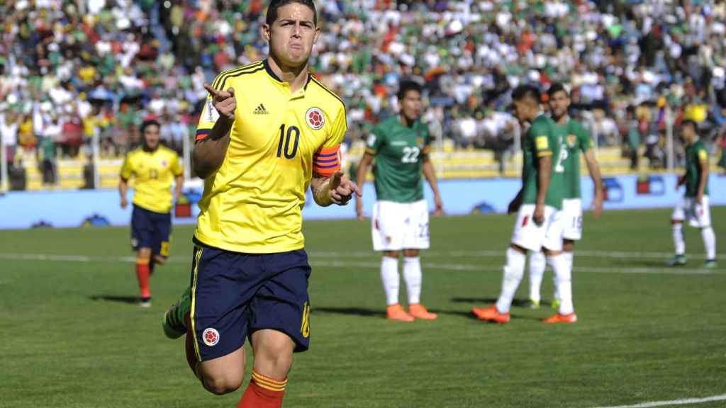 James Rodríguez celebra un gol.