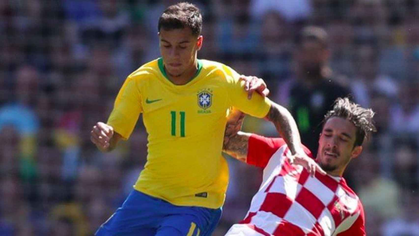 Coutinho con Brasil frente a Croacia. Foto Instagram (@phil.coutinho)