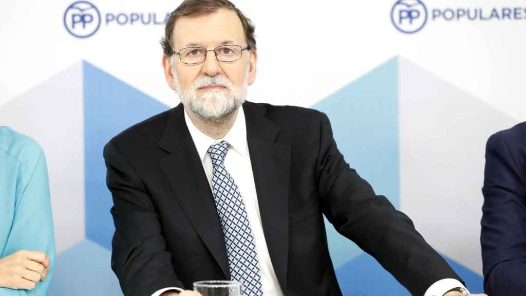 Mariano Rajoy, este martes, en la sede del PP.