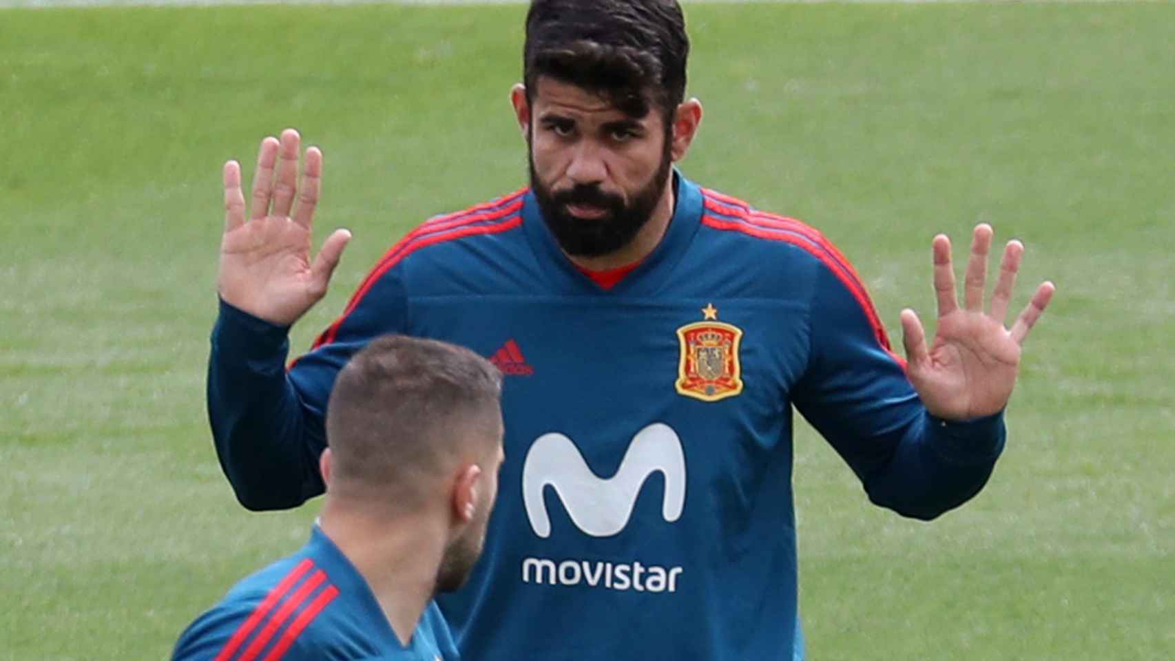 Diego Costa, durante el entrenamiento de la selección española de fútbol