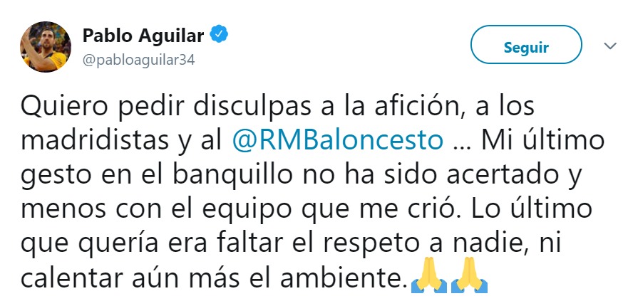 Pablo Aguilar se disculpa con la afición del Real Madrid