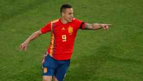 Rodrigo Moreno celebrando un gol con España.