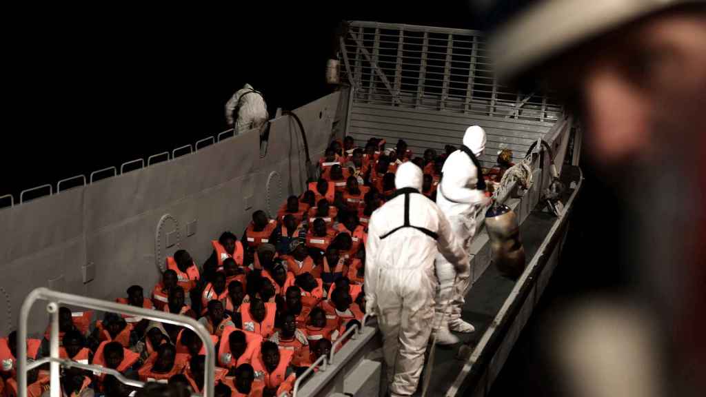 Inmigrantes rescatados por la embarcación 'Aquarius'.