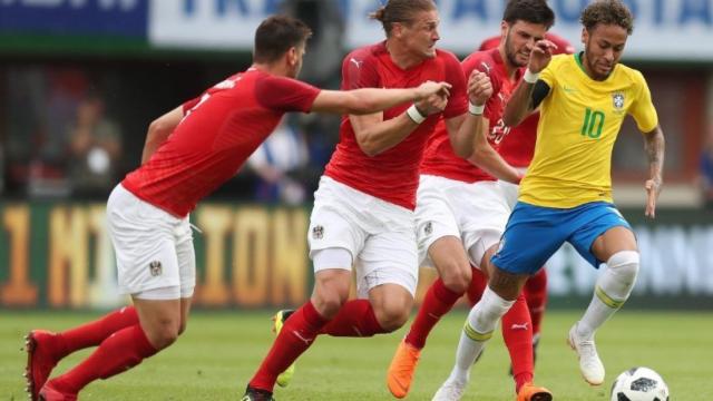 Neymar en un amistoso de Brasil contra Austria. Foto: Twitter (@CBF_Futebol).