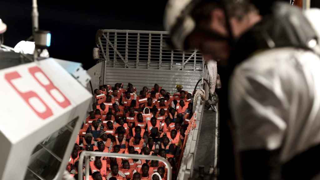 Migrantes a bordo del 'Aquarius'