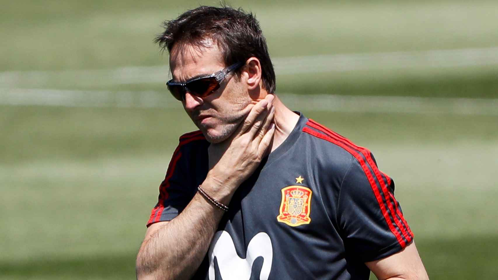 Julen Lopetegui en uno de sus últimos entrenamientos con España.