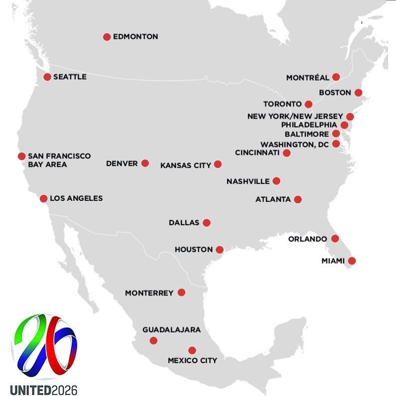 Ciudades candidatas para ser elegidas sedes del Mundial 2026. Foto: Twitter (@united2026)