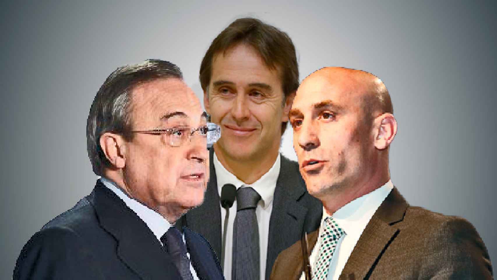 Florentino Pérez, Julen Lopetegui y Luis Rubiales
