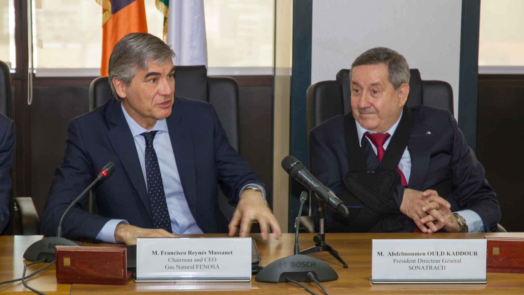 Francisco Reynés, presidente de Gas Natural Fenosa y el presidente director general de Sonatrach, Abdelmoumen Ould Kaddour.