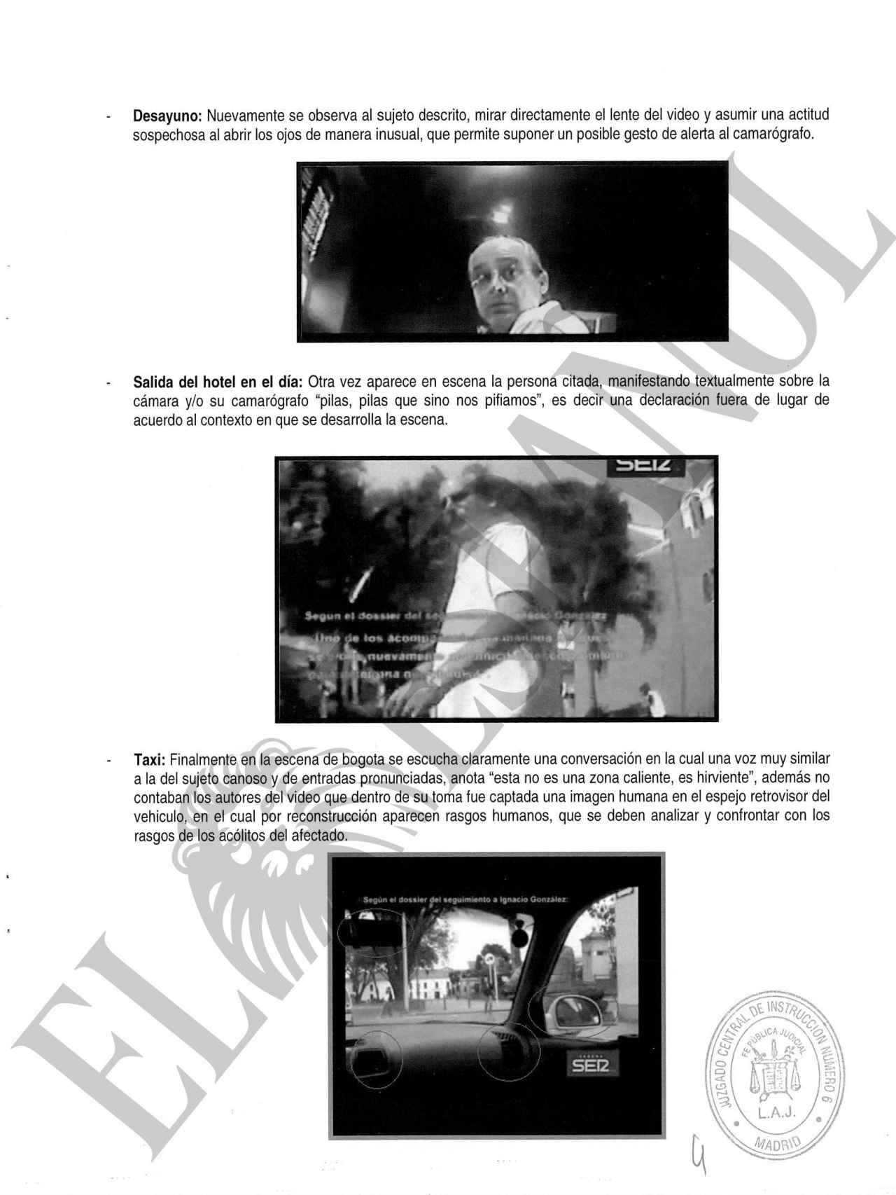 Una de las páginas del informe donde se analiza el comportamiento de Rodríguez Sobrino.