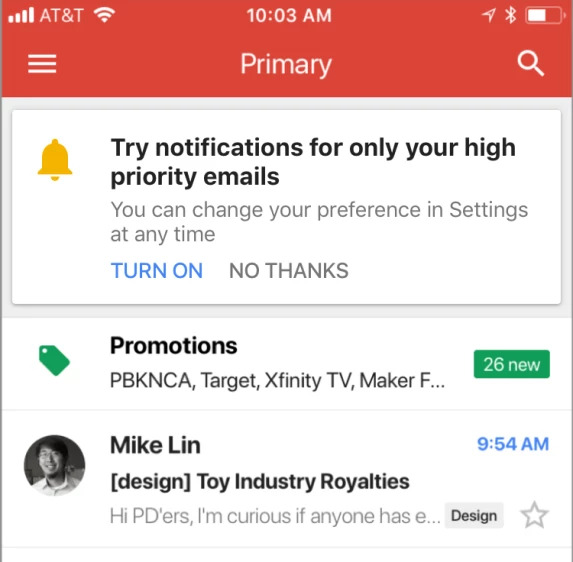 gmail alta prioridad